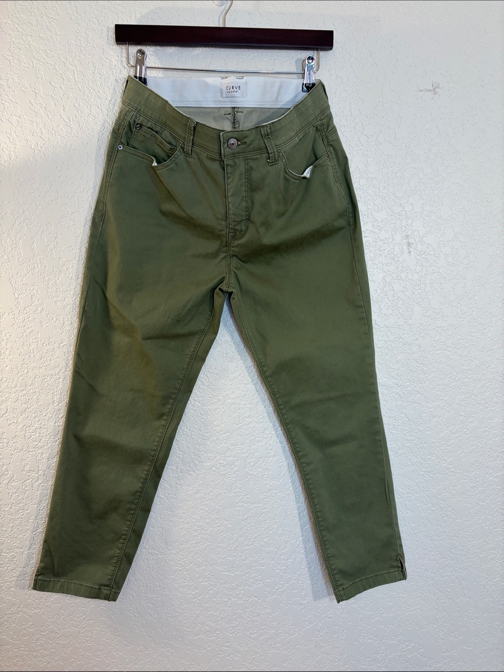 Curvy High-Rise Olive Green Cropped Jeans